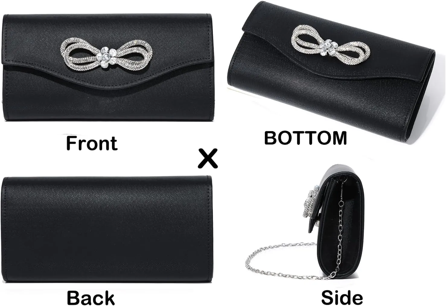 Women Diamond Bow Evening Bag Rhinestone Clutch Purse Wedding Prom Purse Formal Cocktail Party Handbag