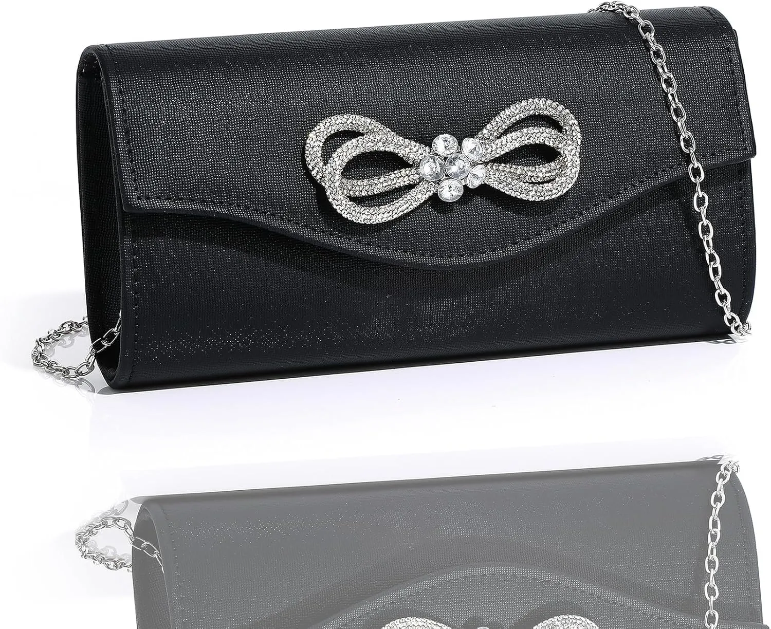 Women Diamond Bow Evening Bag Rhinestone Clutch Purse Wedding Prom Purse Formal Cocktail Party Handbag