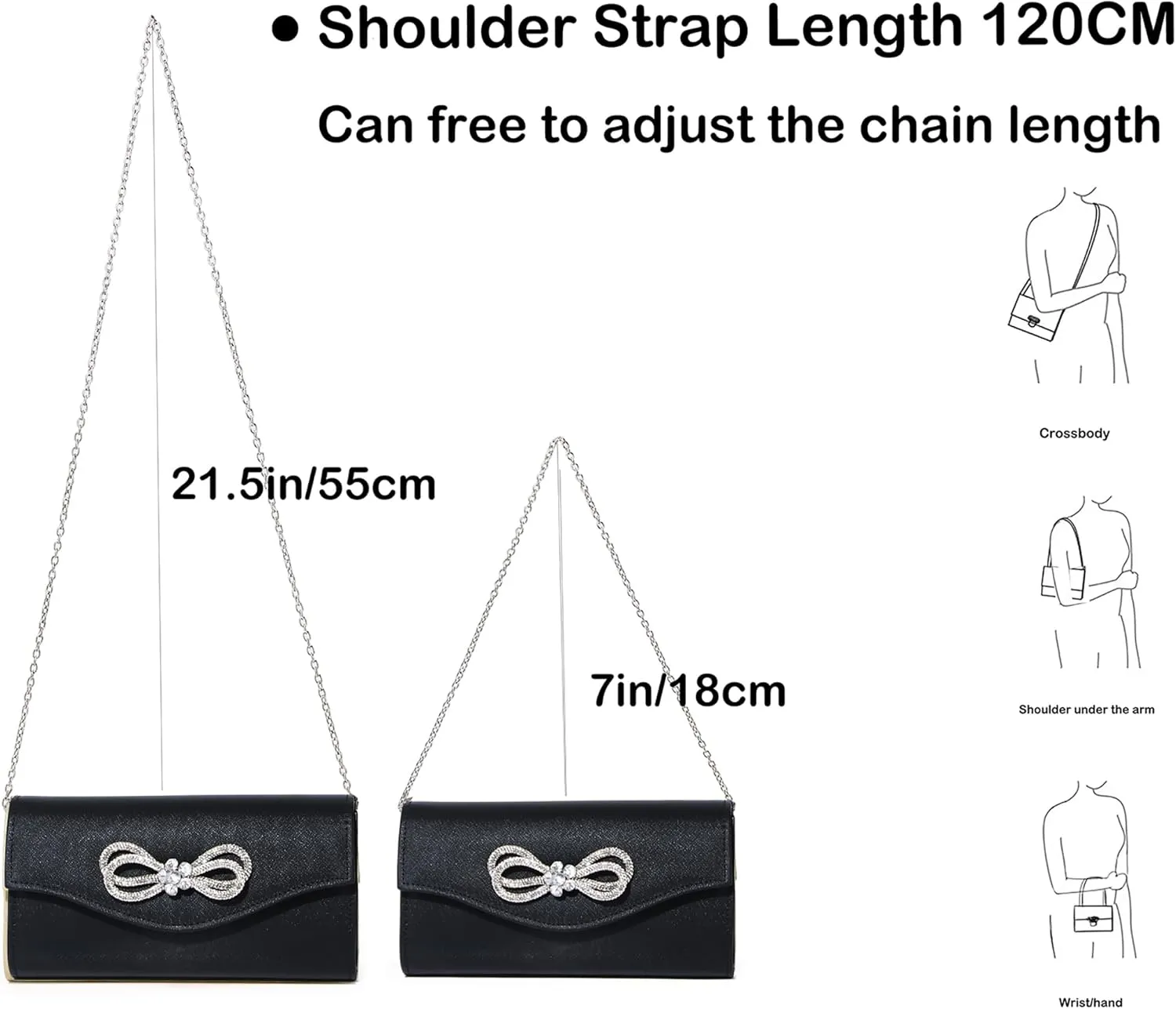 Women Diamond Bow Evening Bag Rhinestone Clutch Purse Wedding Prom Purse Formal Cocktail Party Handbag