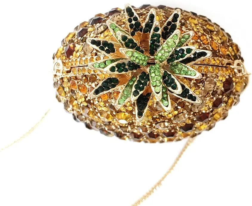 Women Diamond Pineapple Evening Bag Dazzle Fruit Shaped Rhinestone Clutch Novelty Crystal Handbag for Party Prom
