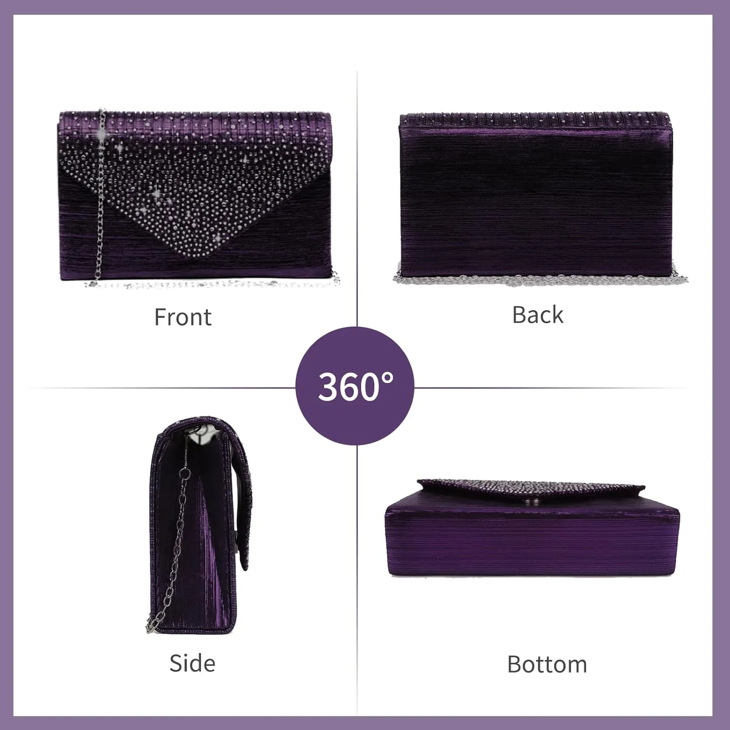 Women Evening Clutch Handbags Formal Envelope Bag Purses for Wedding Party Cocktail Prom Crossbody Shoulder Bag