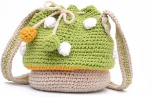 Women Fashion Knit Mushroom Hit Color Shoulder Bag Crossbody Bags Female Casual Purse Shoulder Bag, Green