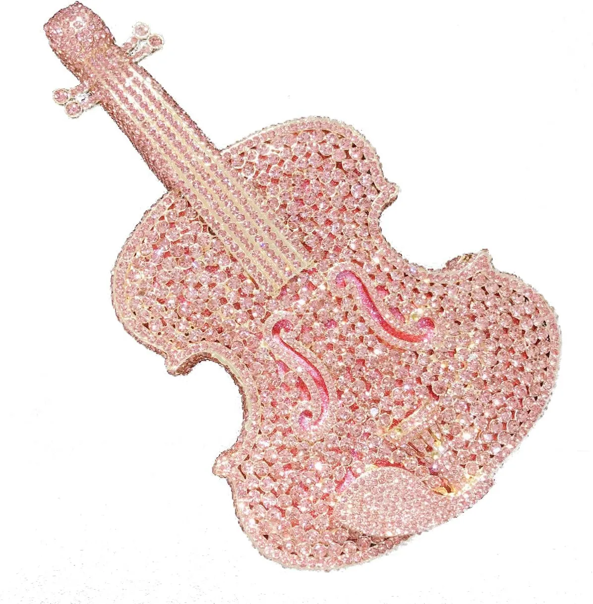 Women Mini Violin Evening Bag Sparkling Rhinestones Clutch Wedding Party Banquet Purse