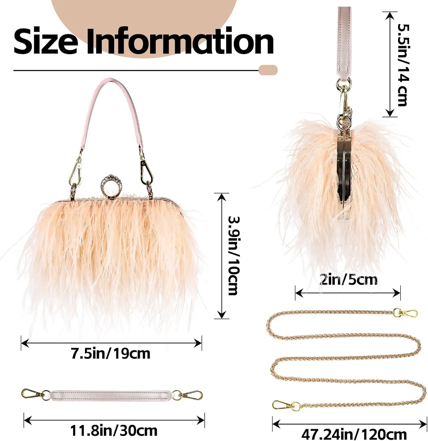 Women Ostrich Feather Tote Bag Fluffy Purse Clutch Feather Shoulder Crossbody Bag Evening Handbag for Wedding Party