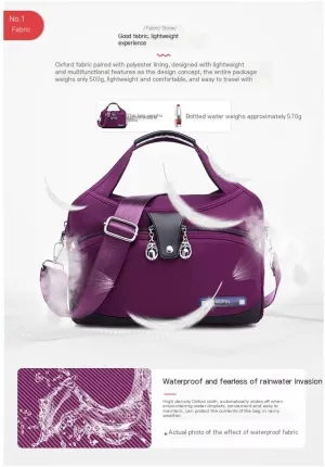Women Oxford Cloth Shoulder Handbag Roomy Multiple Pockets Bag Ladies Crossbody Purse Fashion Tote Top Handle Satchel (Black)