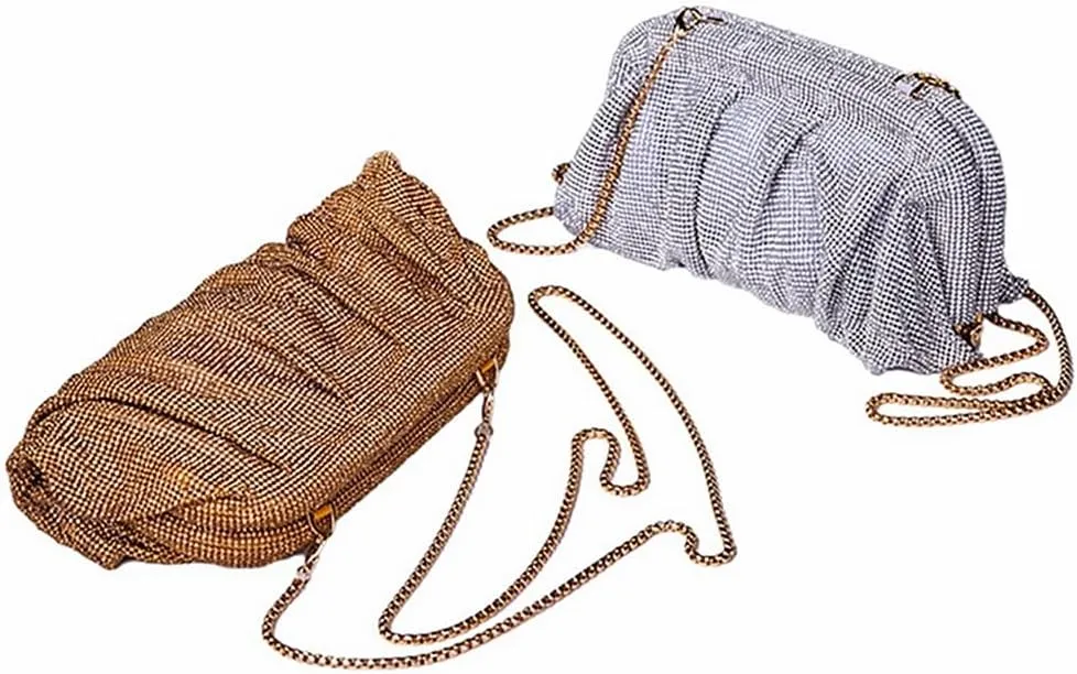 Women Rhinestone Clutch Purse Diamond Evening Bag Chain Handbag Ladies Dumpling Bag Wedding Party Purse
