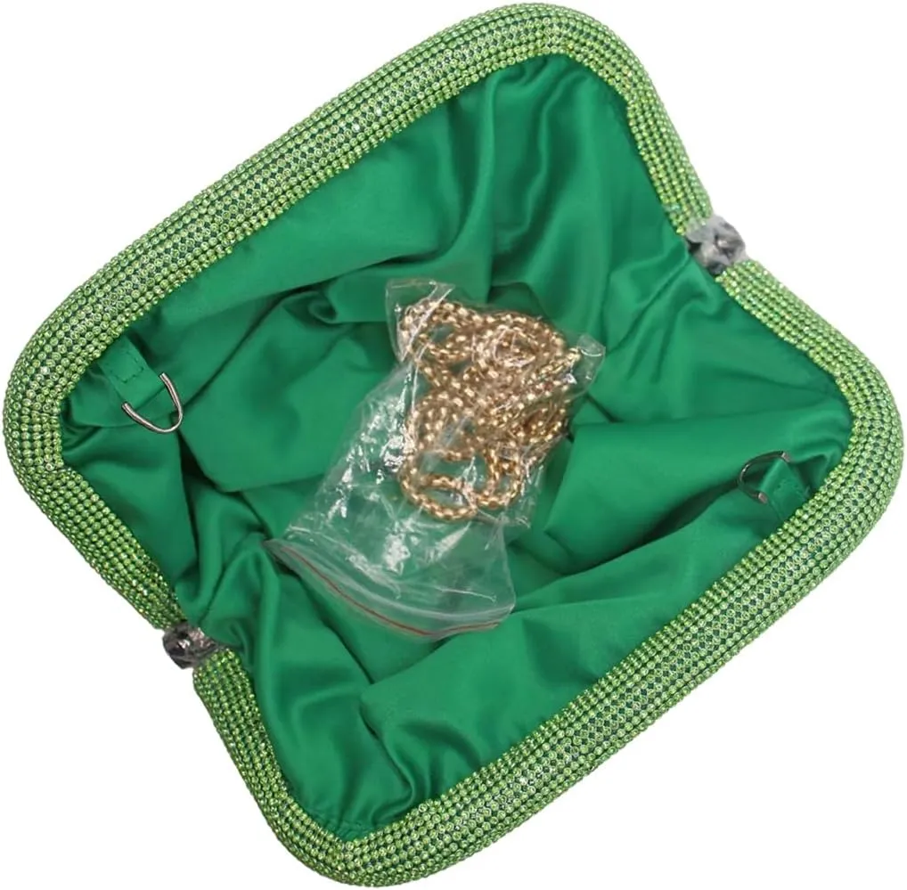 Women Rhinestone Clutch Purse Diamond Evening Bag Chain Handbag Ladies Dumpling Bag Wedding Party Purse