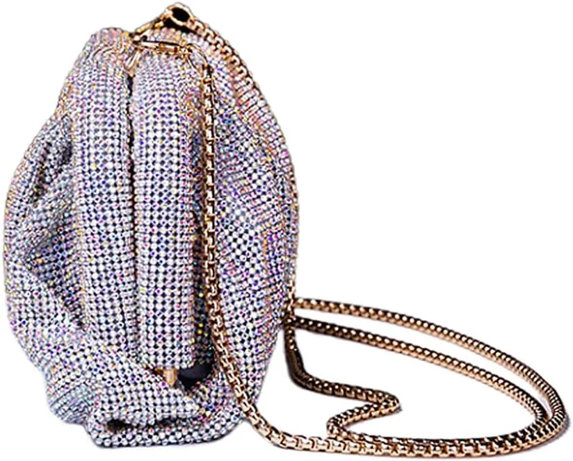 Women Rhinestone Clutch Purse Diamond Evening Bag Chain Handbag Ladies Dumpling Bag Wedding Party Purse