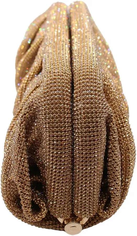 Women Rhinestone Clutch Purse Diamond Evening Bag Chain Handbag Ladies Dumpling Bag Wedding Party Purse