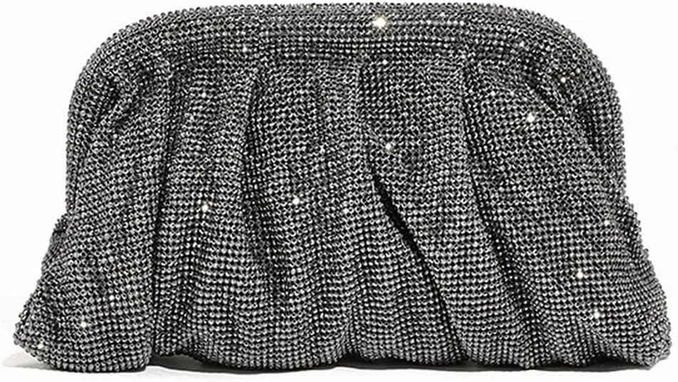 Women Rhinestone Clutch Purse Diamond Evening Bag Chain Handbag Ladies Dumpling Bag Wedding Party Purse