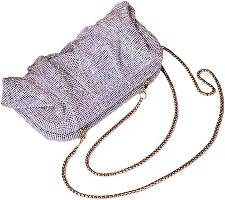 Women Rhinestone Clutch Purse Diamond Evening Bag Chain Handbag Ladies Dumpling Bag Wedding Party Purse