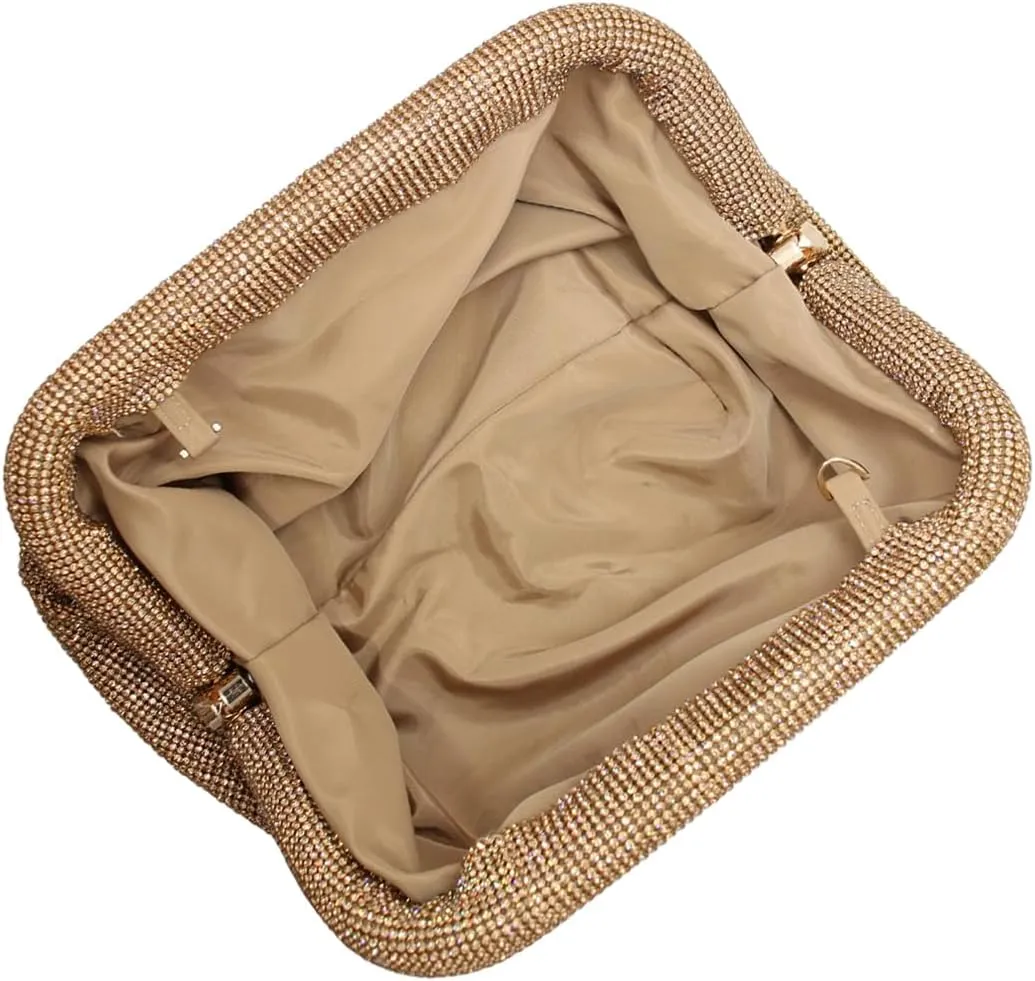 Women Rhinestone Clutch Purse Diamond Evening Bag Chain Handbag Ladies Dumpling Bag Wedding Party Purse