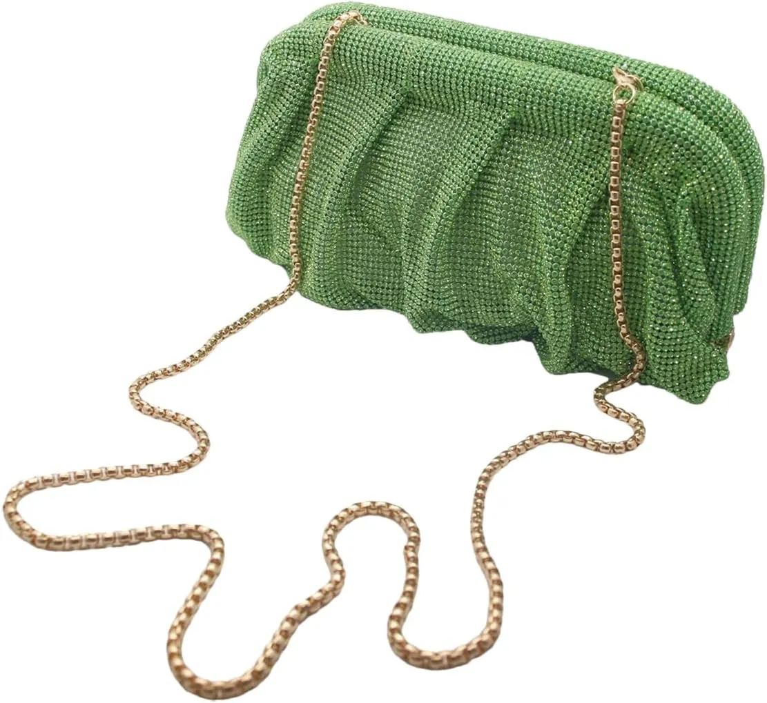 Women Rhinestone Clutch Purse Diamond Evening Bag Chain Handbag Ladies Dumpling Bag Wedding Party Purse