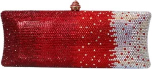 Women Rhinestone Gradient Evening Handbag Sparkling Long Clutch Glitter Diamond Party Cocktail Crossbody Purse