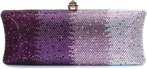 Women Rhinestone Gradient Evening Handbag Sparkling Long Clutch Glitter Diamond Party Cocktail Crossbody Purse