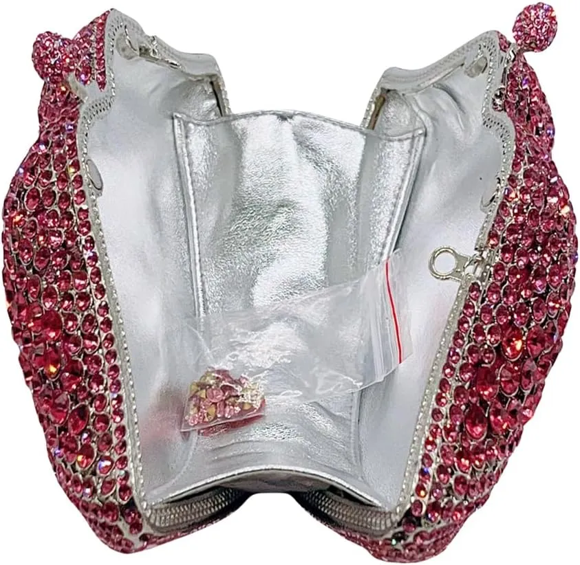 Women Sparkling Lip Evening Bag Rhinestone Clutch Luxury Purse Crystal Clutch for Wedding Party Prom