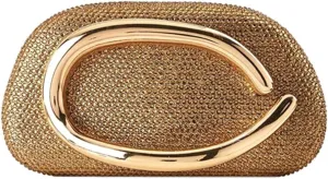 Women Stylish Metal Handle Crystal Clutch Bag Glitter Diamond Evening Handbag Rhinestone Purse with Chain for Party