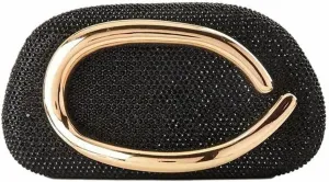 Women Stylish Metal Handle Crystal Clutch Bag Glitter Diamond Evening Handbag Rhinestone Purse with Chain for Party