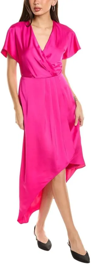 Womens Asymmetrical Midi Dress, 6, Pink