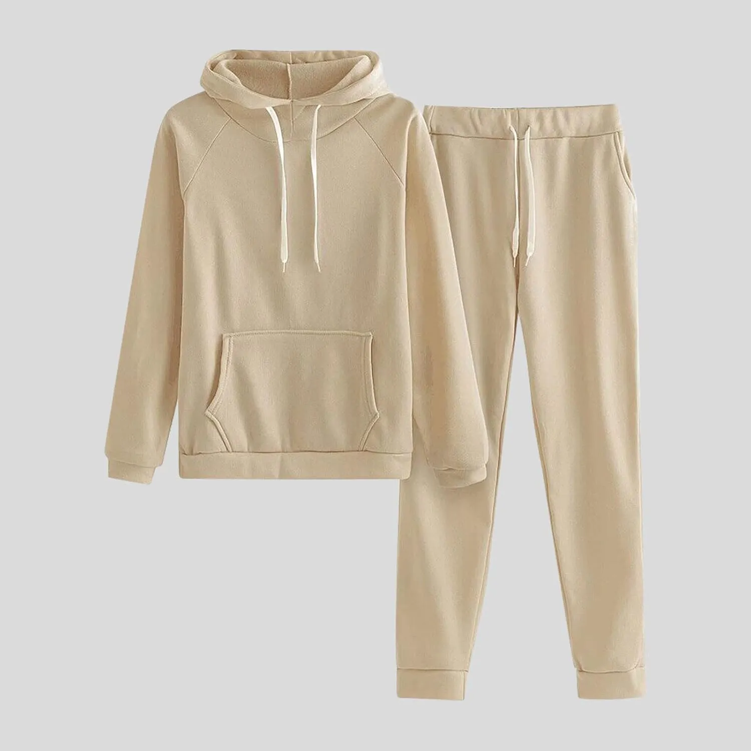 Women's Casual Solid Hooded Drawstring Loose Long Sleeve Sweatshirt Tops And Long Pants Set Suits