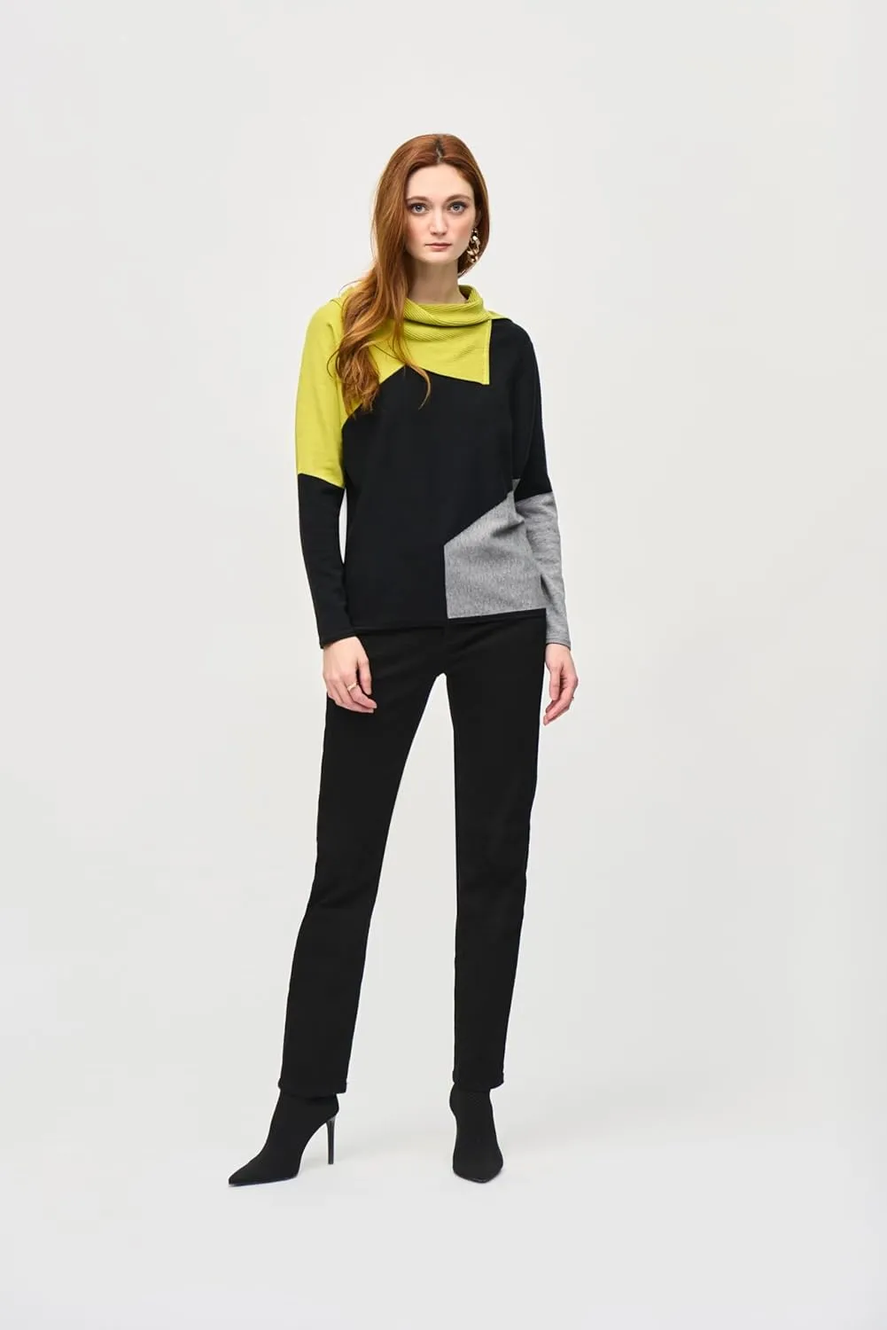 Women's Color-Block Jacquard Sweater Top
