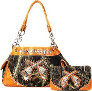 Women's Crossed Guns Pistols Purse Handbag Wallet in Multi-Color