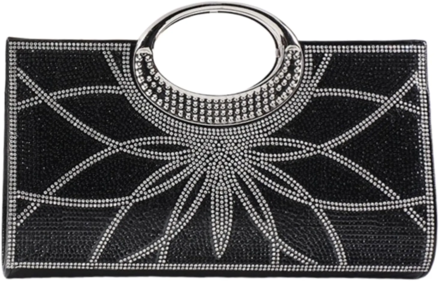 Women's Elegant Crystal Evening Handbag Glitter Top Handle Evening Purse Clutch Wedding Shoulder Bag Small Square Bag
