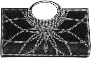 Women's Elegant Crystal Evening Handbag Glitter Top Handle Evening Purse Clutch Wedding Shoulder Bag Small Square Bag