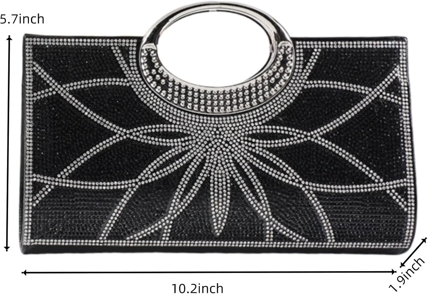 Women's Elegant Crystal Evening Handbag Glitter Top Handle Evening Purse Clutch Wedding Shoulder Bag Small Square Bag