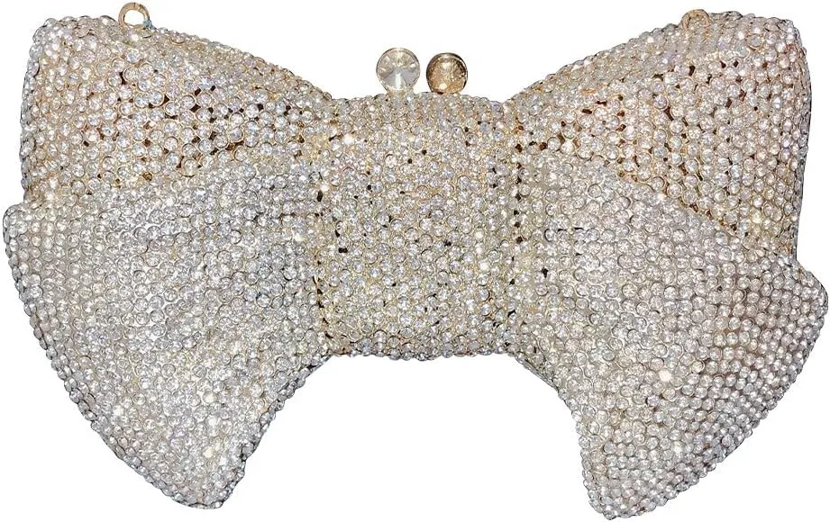Women's Evening Handbags Luxury Purses and Handbags Rhinestone Wedding Clutch Purses for Women Diamond Purse Bow Silver G