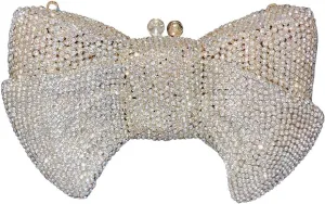 Women's Evening Handbags Luxury Purses and Handbags Rhinestone Wedding Clutch Purses for Women Diamond Purse Bow Silver G