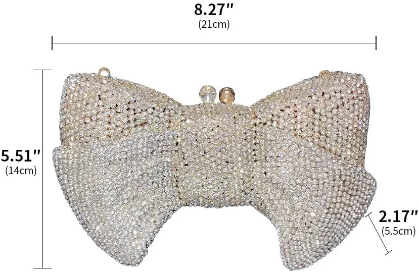 Women's Evening Handbags Luxury Purses and Handbags Rhinestone Wedding Clutch Purses for Women Diamond Purse Bow Silver G