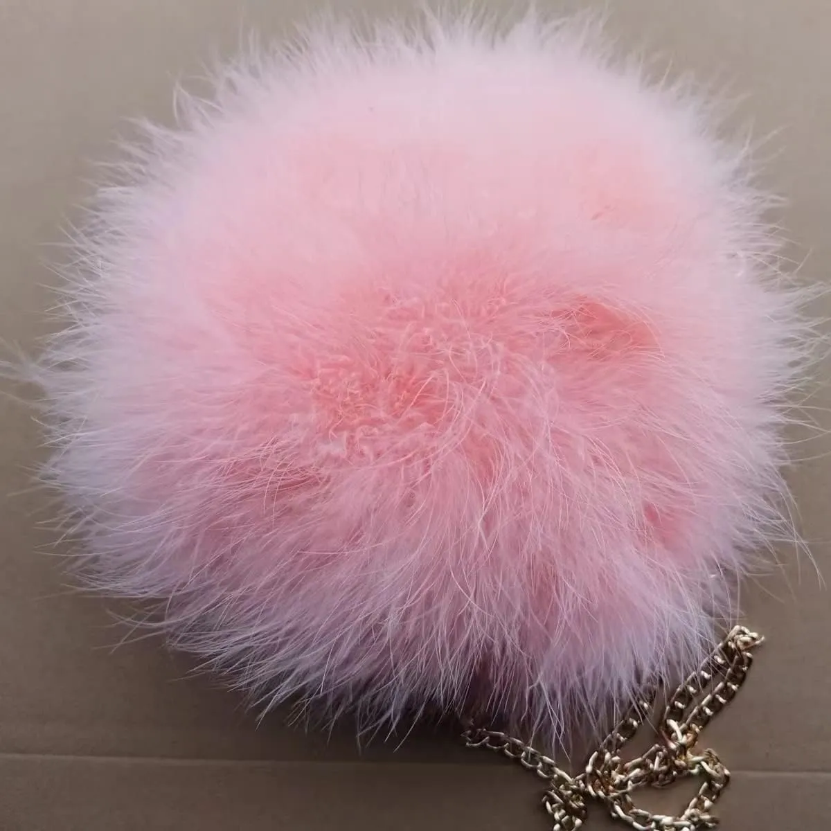 Women's Faux Fluffy Feather Round Clutch Shoulder Bag