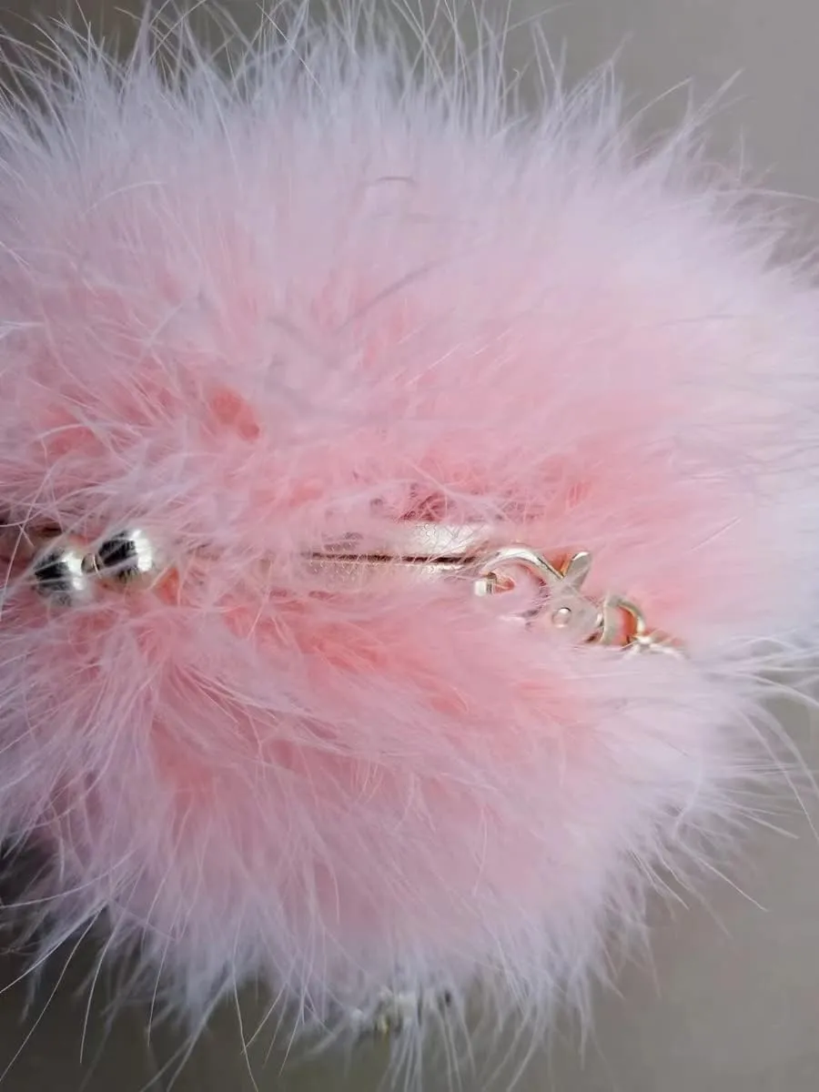 Women's Faux Fluffy Feather Round Clutch Shoulder Bag