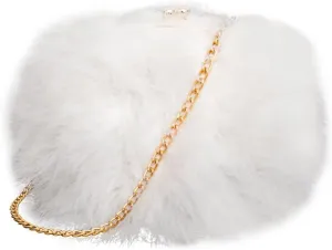 Women's Faux Fluffy Feather Round Clutch Shoulder Bag