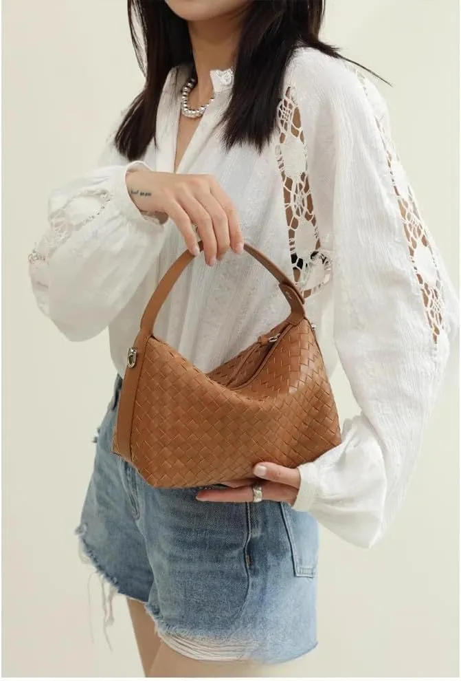 Women's Minority Cowhide Diamond Pattern Handbag Shoulder Crossbody Underarm Bag Pillow Dumpling Bag Versatile Clutch Chic