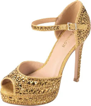 Women's Peep Toe High Heels Sparkly Embellished Rhinestones Pumps for Women Sandals Diamond Wedding Heels