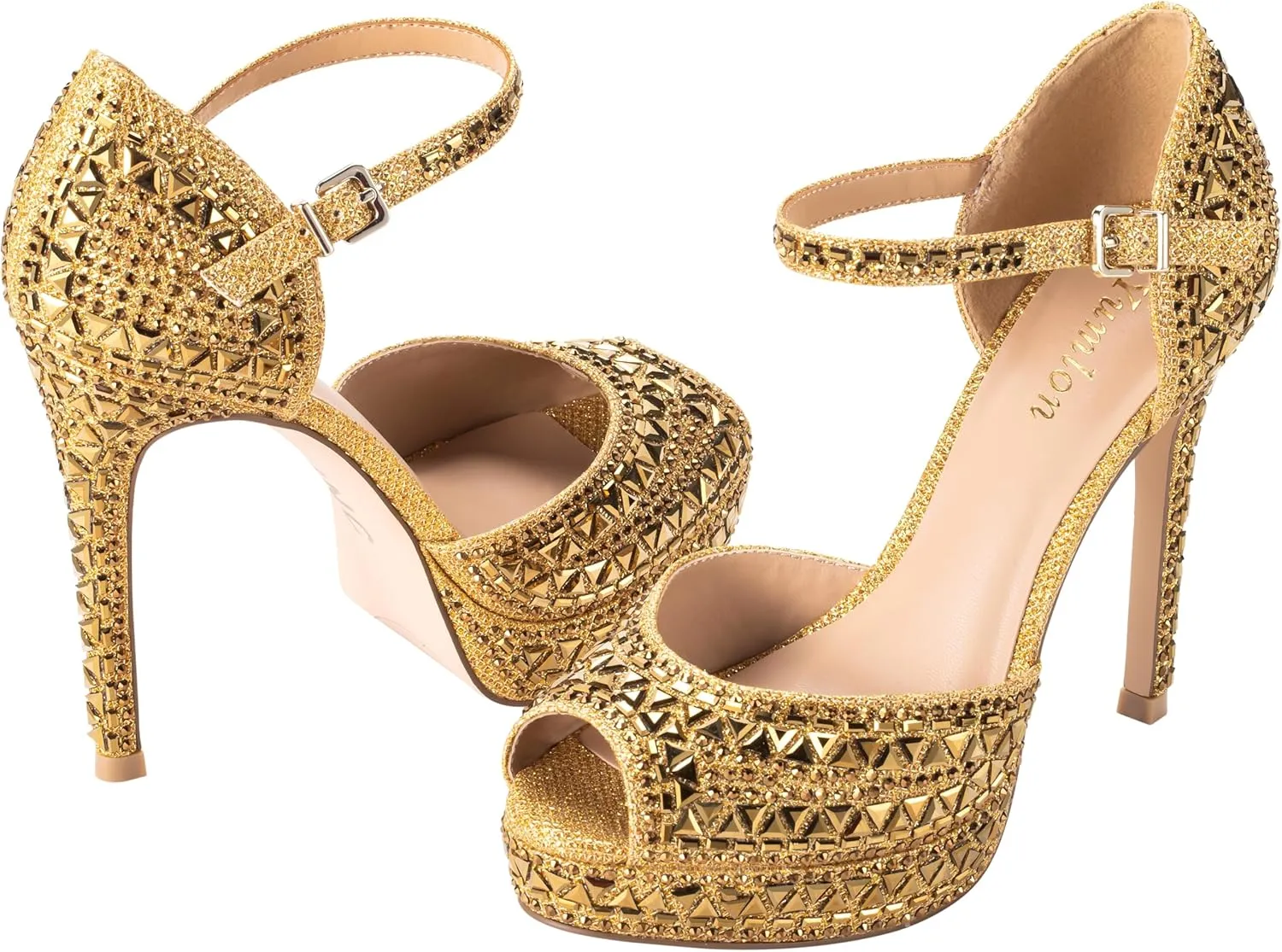 Women's Peep Toe High Heels Sparkly Embellished Rhinestones Pumps for Women Sandals Diamond Wedding Heels