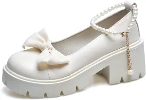 Women's Platform Mary Janes Heart Cat Buckle Rivets Ankle Lolita Gothic Princess Platform Pumps Patent Leather Thorn Vintage Traditional Embroidery Upper Dress Shoes