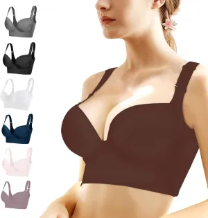 Women's Push Up Bra,Full-Coverage Underwire Bra,Hide Back Fat Deep Cup Bra,Smoothing T-Shirt Bra,Sculpting Uplift Bra