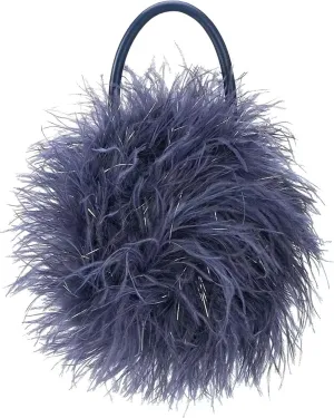 Women's Real Ostrich Feather Evening Purse Handbag Clutch, Party Gift Wool Bag Wallet Tote For Winter