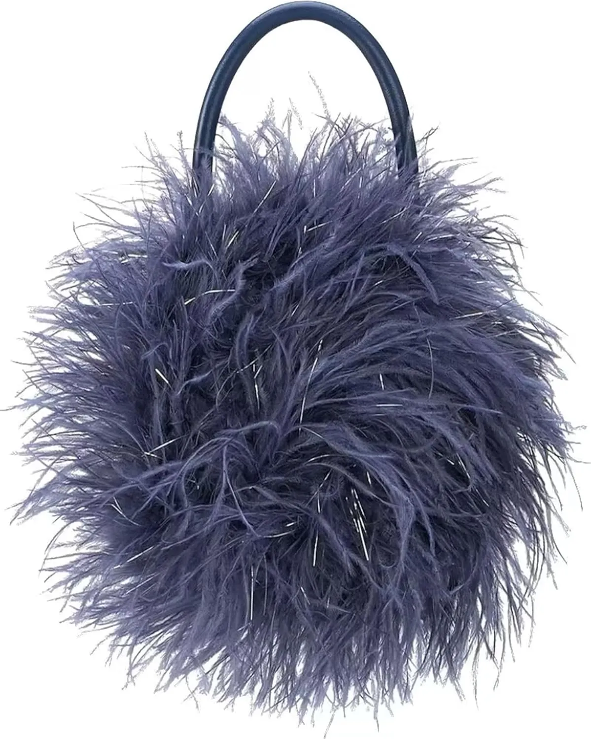 Women's Real Ostrich Feather Evening Purse Handbag Clutch, Party Gift Wool Bag Wallet Tote For Winter