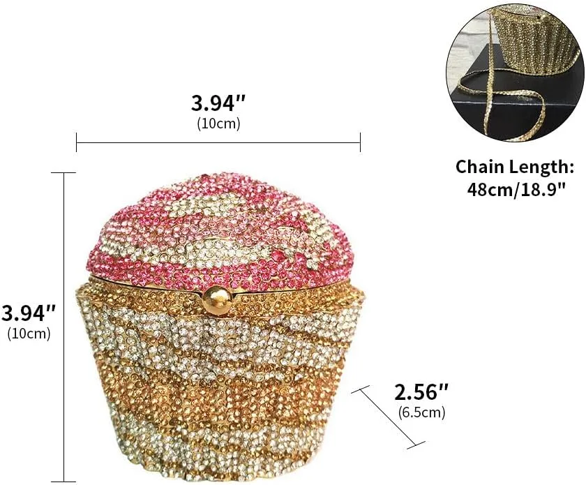 Women's Shoulder Handbags Crystal Cupcake Purse Evening Bag Luxury Purses and Handbags Cupcake Plush Purse Pink