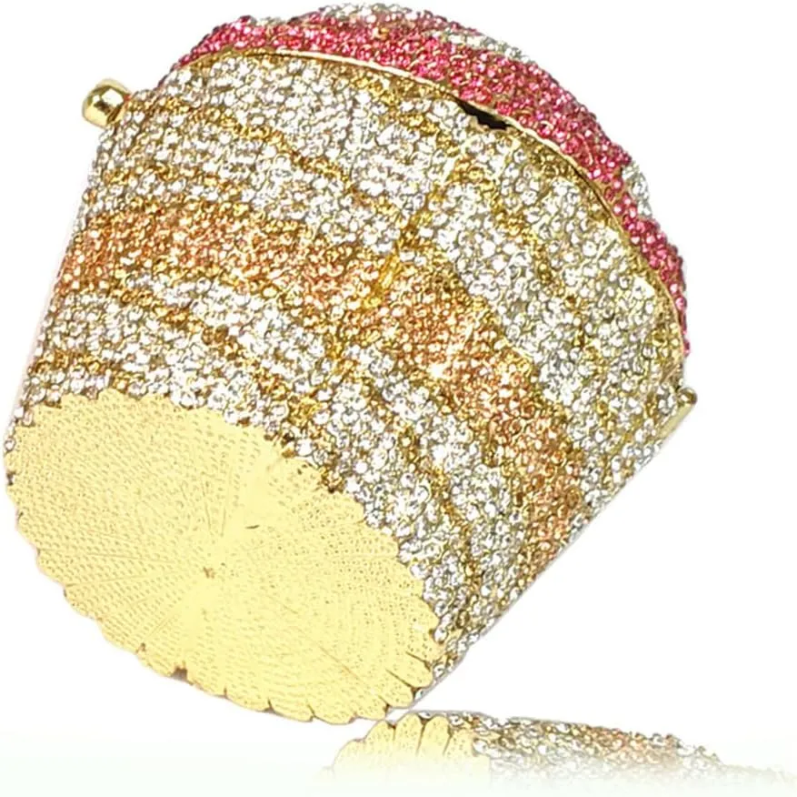 Women's Shoulder Handbags Crystal Cupcake Purse Evening Bag Luxury Purses and Handbags Cupcake Plush Purse Pink