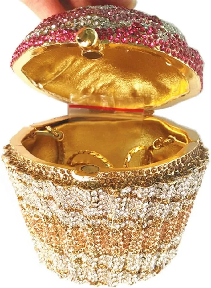 Women's Shoulder Handbags Crystal Cupcake Purse Evening Bag Luxury Purses and Handbags Cupcake Plush Purse Pink