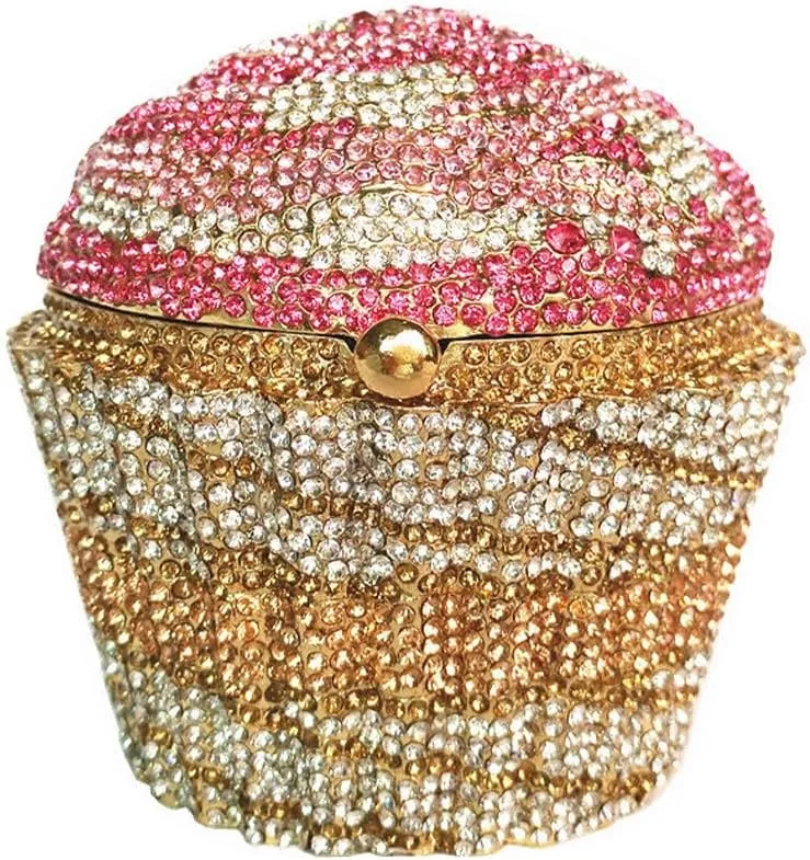 Women's Shoulder Handbags Crystal Cupcake Purse Evening Bag Luxury Purses and Handbags Cupcake Plush Purse Pink