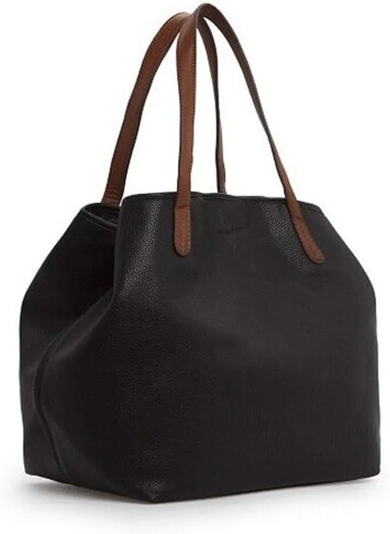 Women's Simple Shoulder Bag Pu Litchi Tote Large Capacity Handbag