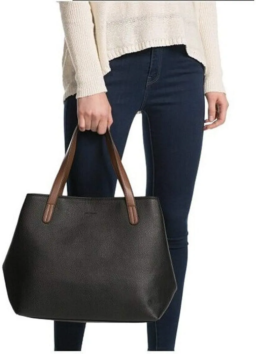 Women's Simple Shoulder Bag Pu Litchi Tote Large Capacity Handbag