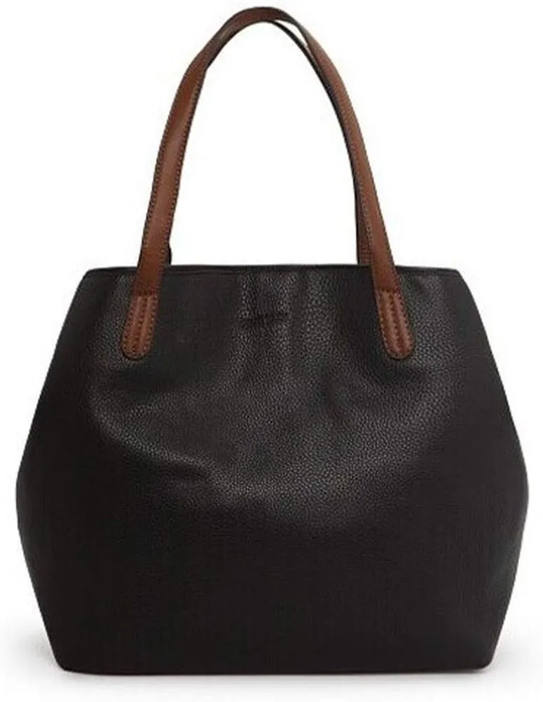 Women's Simple Shoulder Bag Pu Litchi Tote Large Capacity Handbag