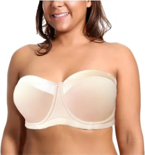 Women's Strapless Bra B/C/D/DD/DDD/G 1/2 Cup Seamless Plus Size Balconette Bra H059